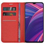 Leather Wallet Case & Card Holder Pouch for Oppo R17 Pro - Red